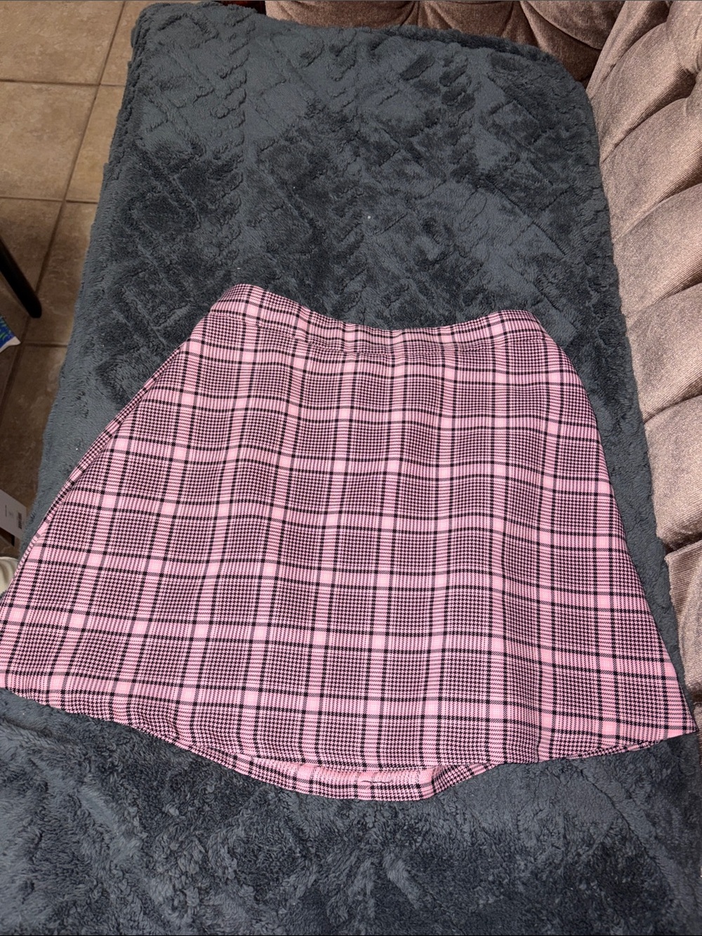 Primark light pink plaid mini skirt